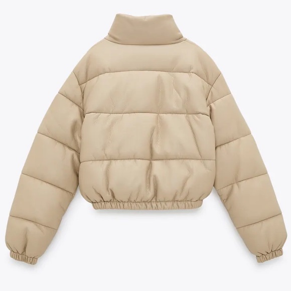 NWT Zara Cropped Faux Leather Puffer Jacket - Picture 7 of 7
